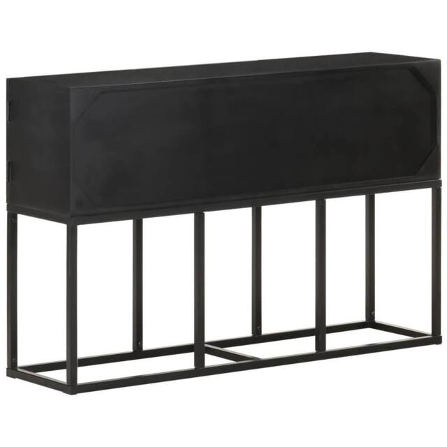 Berkfield Home Sideboard 115x30x76 cm Solid Mango Wood in Black - Size: 115 x 30 x 76 cm - image 1