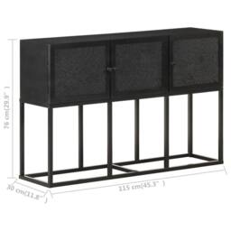 Berkfield Home Sideboard 115x30x76 cm Solid Mango Wood in Black - Size: 115 x 30 x 76 cm - thumbnail 7