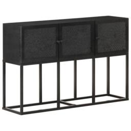 Berkfield Home Sideboard 115x30x76 cm Solid Mango Wood in Black - Size: 115 x 30 x 76 cm - thumbnail 2