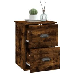 Berkfield Home Wall-mounted Bedside Cabinet Smoked Oak 41.5x36x53cm in Brown - Size: 41.5x36x53 cm - thumbnail 5