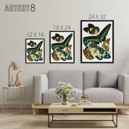 "Artery8 Vintage Butterflies Green Blue Framed Canvas Wall Art Print Eugene Seguy - Size: W12"" x H16""" - thumbnail 4