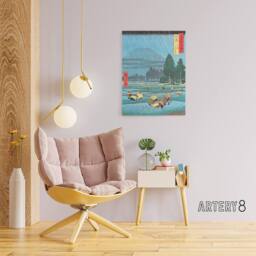 "Artery8 Ono Distant View Of Mount Daisen Canvas Wall Art Print Hiroshige in Blue - Size: W18"" x H24""" - thumbnail 3
