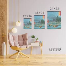 "Artery8 Ono Distant View Of Mount Daisen Canvas Wall Art Print Hiroshige in Blue - Size: W18"" x H24""" - thumbnail 4
