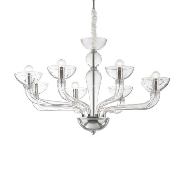 Netlighting Casanova 8 Light Multi Arm Chandelier Clear Glass E14