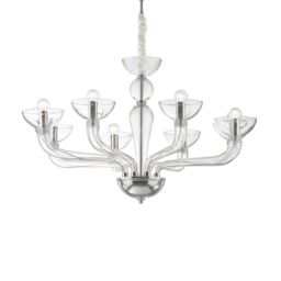 Netlighting Casanova 8 Light Multi Arm Chandelier Clear Glass E14