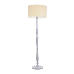 ValueLights Victoria Grey Wood Traditional Stem Floor Lamp with Fabric Drum Shade in Natural - thumbnail 2