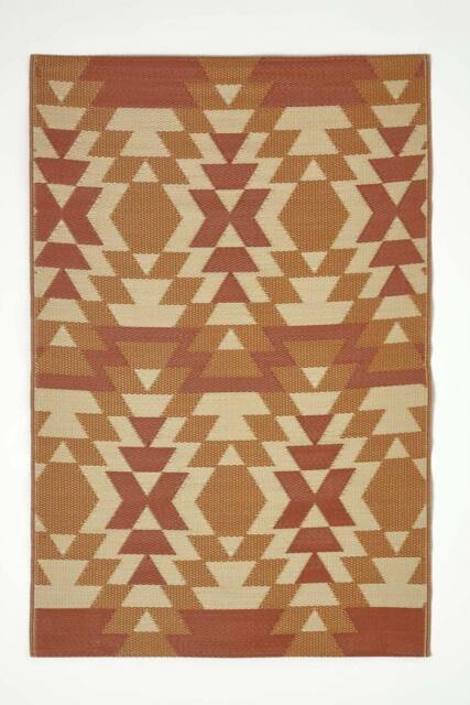 Homescapes Luxury Outdoor Rug Waterproof Reversible for Garden, Orange Anya Aztec - Size: 120 cm x 180 cm - image 1