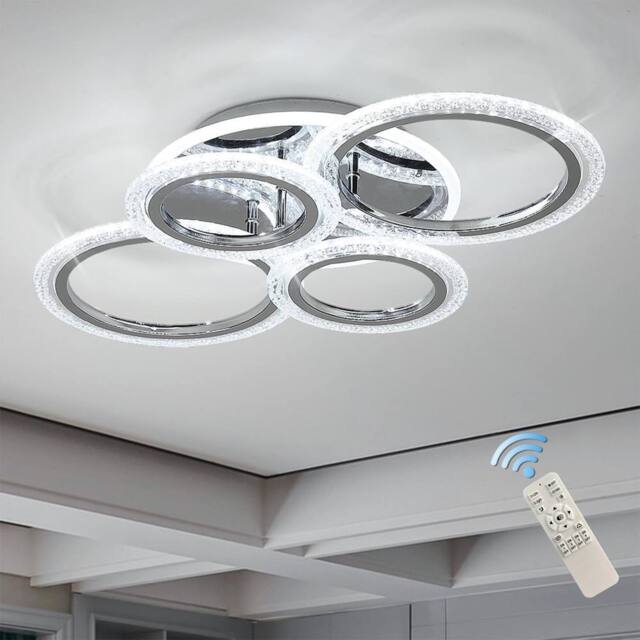 Garwarm Modern Ceiling Light 58W Dimmable Flush Mount LED Ceiling Lamp 4 Rings Acrylic Ceiling Chandelier in White - image 1