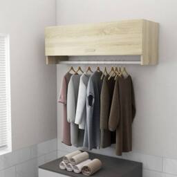 Berkfield Home Wardrobe Sonoma Oak 100x32.5x35 cm Engineered Wood in Light Tan - thumbnail 2