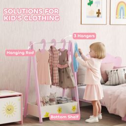 AIYAPLAY Baby Clothing Rack with Hangers, Shelf, Kids Clothes Rail in Pink - thumbnail 4