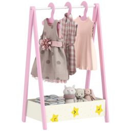 AIYAPLAY Baby Clothing Rack with Hangers, Shelf, Kids Clothes Rail in Pink - thumbnail 2