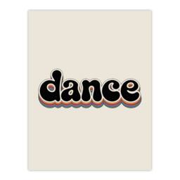 "Artery8 Dance Colourful Retro Rainbow Font Typography Wall Art Print in Beige - Size: W12"" x H16""" - thumbnail 1