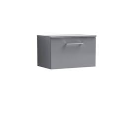 Balterley Level 600mm Wall Hung 1 Drawer Vanity Unit with Worktop - Satin Grey - thumbnail 1