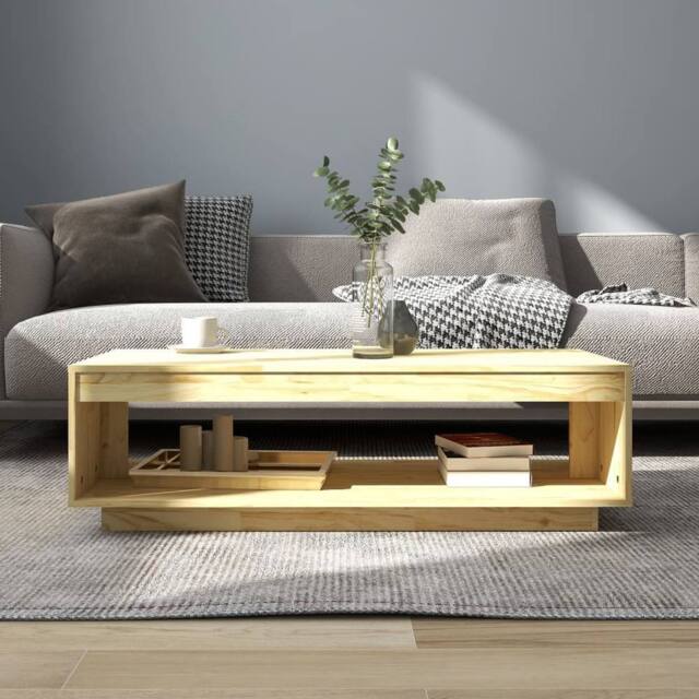 Berkfield Home Modern Coffee Table 110x50x33.5 cm Solid Pinewood in Natural - image 1