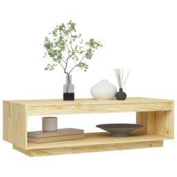 Berkfield Home Modern Coffee Table 110x50x33.5 cm Solid Pinewood in Natural - thumbnail 4