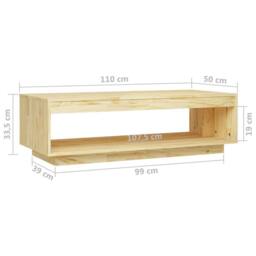 Berkfield Home Modern Coffee Table 110x50x33.5 cm Solid Pinewood in Natural - thumbnail 8