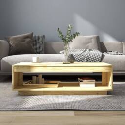 Berkfield Home Modern Coffee Table 110x50x33.5 cm Solid Pinewood in Natural - thumbnail 1