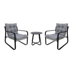 Alivio 3 Piece Iron Patio Bistro Set, 2 Chairs & Coffee Table (Grey) in Grey - Size: 3 Seater - thumbnail 8
