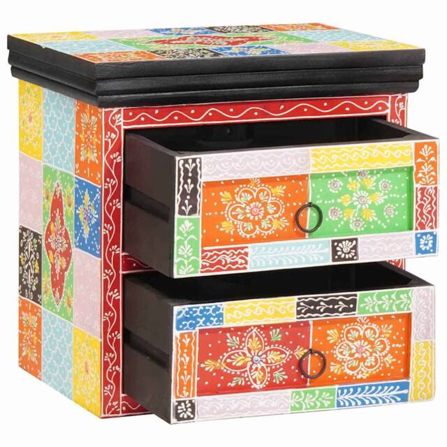 Berkfield Home Bedside Cabinet Multicoloured Solid Wood with Paint - image 1