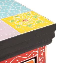 Berkfield Home Bedside Cabinet Multicoloured Solid Wood with Paint - thumbnail 8