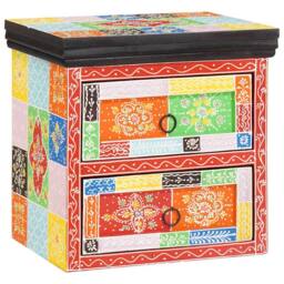 Berkfield Home Bedside Cabinet Multicoloured Solid Wood with Paint - thumbnail 2