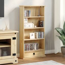 Berkfield Home CD Cabinet Corona 52x17.5x103 cm Solid Wood Pine in Brown - thumbnail 3