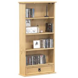 Berkfield Home CD Cabinet Corona 52x17.5x103 cm Solid Wood Pine in Brown - thumbnail 2