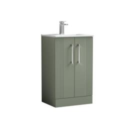 Balterley Vanity Unit w/ Basin Floor Standing, Soft Close 2 Door w/ Rectangular Sink, Bathroom Vanity Units w/ Basin, Partial Fluted Sink Cabinet