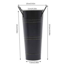 VOGREX 8Pcs Black Cylindrical Metal Flower Vase Buckets - thumbnail 2