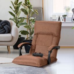 Costway Adjustable Floor Chair Gaming Floor Chair Lazy Sofa W/ Linkage Armrest in Dark Brown - thumbnail 3