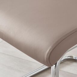 FurnitureboxUK 2x Lorenzo Faux Leather Chrome Dining Chairs in Beige - thumbnail 7