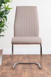 FurnitureboxUK 2x Lorenzo Faux Leather Chrome Dining Chairs in Beige - thumbnail 4