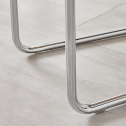 FurnitureboxUK 2x Lorenzo Faux Leather Chrome Dining Chairs in Beige - thumbnail 8