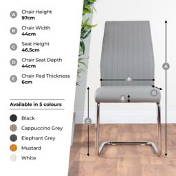 FurnitureboxUK 2x Lorenzo Faux Leather Chrome Dining Chairs in Beige - thumbnail 6