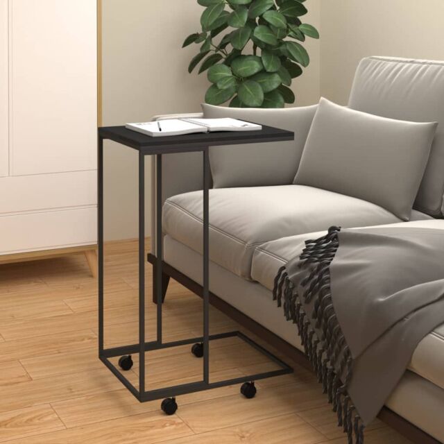 Berkfield Home Side Table with Wheels Black 40x30x63.5 cm Engineered Wood - image 1