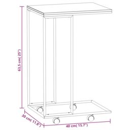 Berkfield Home Side Table with Wheels Black 40x30x63.5 cm Engineered Wood - thumbnail 6