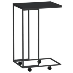 Berkfield Home Side Table with Wheels Black 40x30x63.5 cm Engineered Wood - thumbnail 2