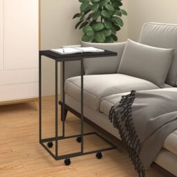 Berkfield Home Side Table with Wheels Black 40x30x63.5 cm Engineered Wood - thumbnail 1