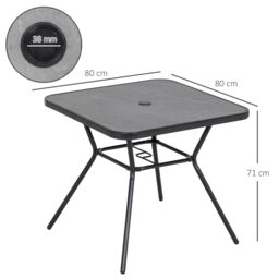 OUTSUNNY Outdoor Garden Table with Faux-marbled Top & 42mm Umbrella Hole for Patio in Black - thumbnail 3