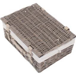 Red Hamper Wicker 36cm Antique Wash Picnic Basket with Cotton Lining in White - thumbnail 4