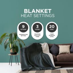 DMD Collective Heated Electric Blanket Throw Fleece Sherpa 9 Heat & Timer Settings 120x160cm Machine Washable in Dark Grey - Size: 120 cm x 150 cm - thumbnail 3