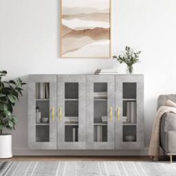 Berkfield Home Wall Mounted Cabinets 2 pcs Concrete Grey Engineered Wood - thumbnail 2