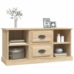 Berkfield Home TV Cabinet Sonoma Oak 99.5x35.5x48 cm Engineered Wood in Brown - thumbnail 4