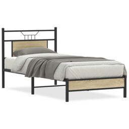Berkfield Home Bed Frame without Mattress Sonoma Oak 75x190 cm Small Single Engineered Wood in Brown - thumbnail 2