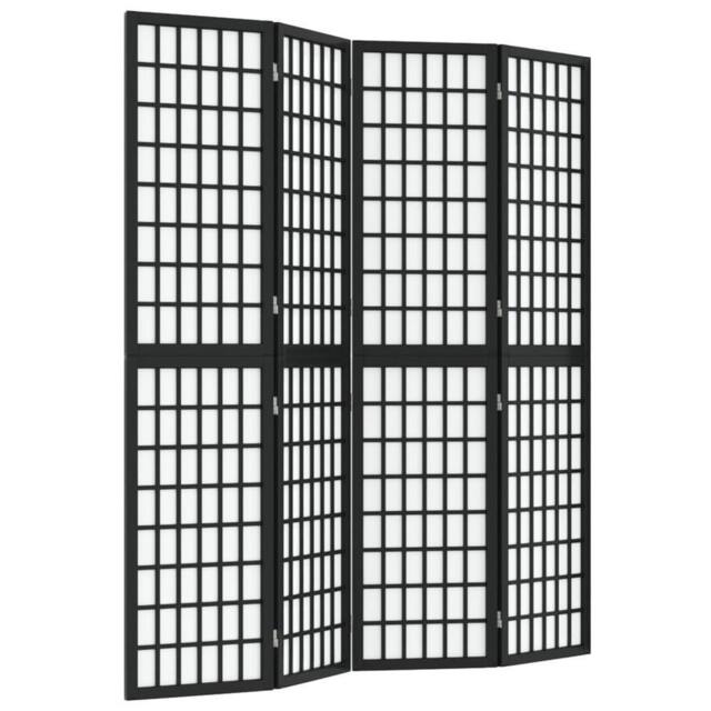 Berkfield Home Folding 4-Panel Room Divider Japanese Style 160x170 cm Black - image 1