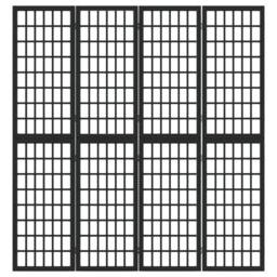 Berkfield Home Folding 4-Panel Room Divider Japanese Style 160x170 cm Black - thumbnail 3