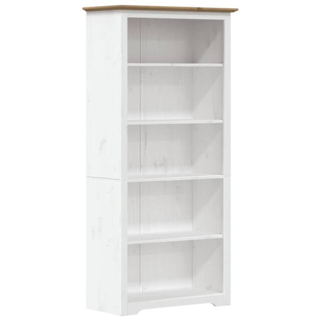 Berkfield Home Bookcase BODO Brown 80x38x180 cm Solid Wood Pine 5-Tier in White - Size: 80 x 38 x 180 cm - image 1