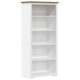 Berkfield Home Bookcase BODO Brown 80x38x180 cm Solid Wood Pine 5-Tier in White - Size: 80 x 38 x 180 cm - thumbnail 1