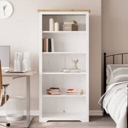 Berkfield Home Bookcase BODO Brown 80x38x180 cm Solid Wood Pine 5-Tier in White - Size: 80 x 38 x 180 cm - thumbnail 2