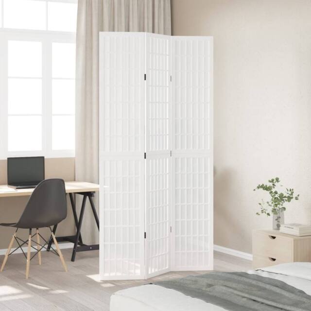 Berkfield Home Room Divider 3 Panels White Solid Wood Paulownia - image 1